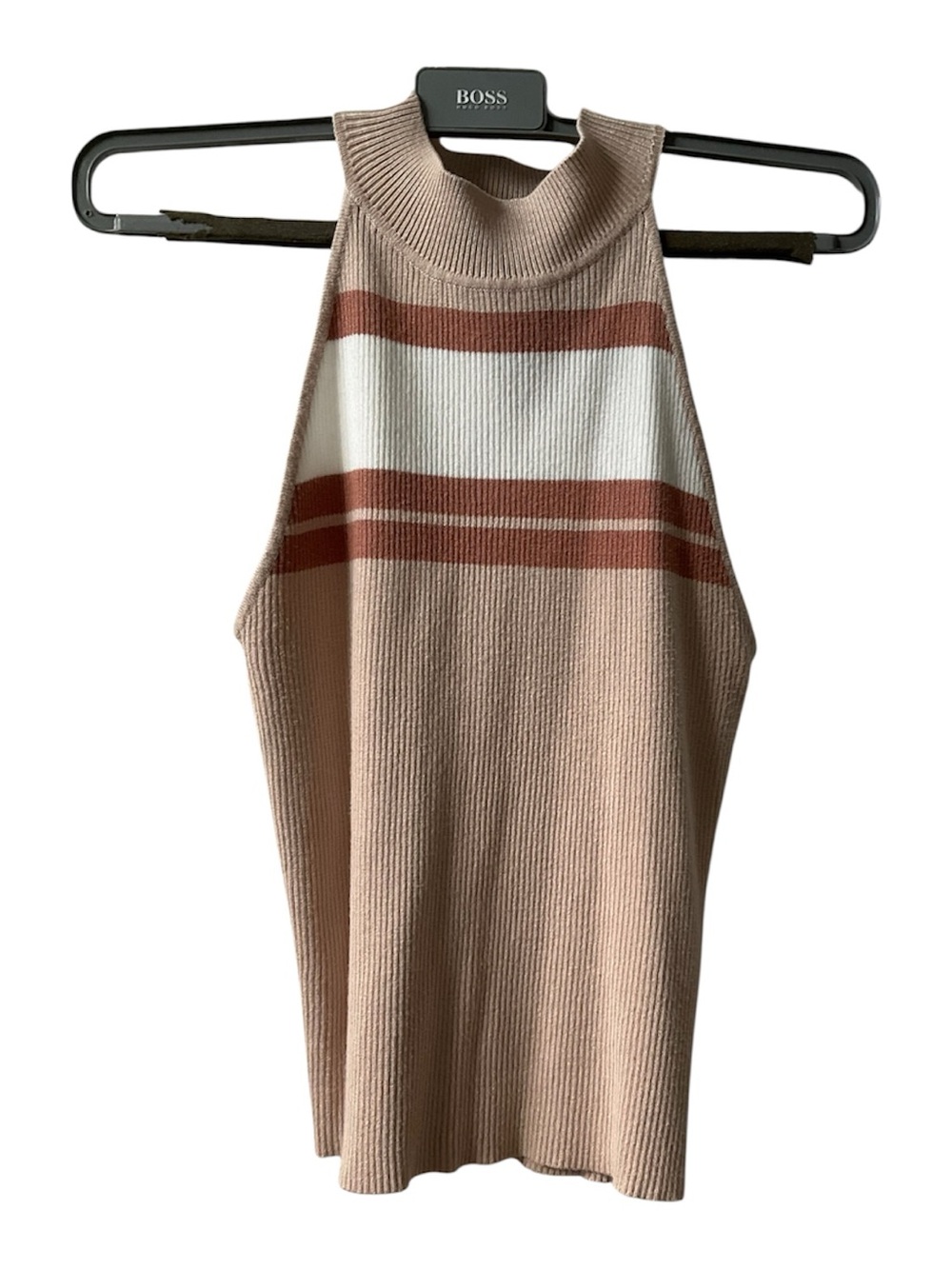 Mexx Sleeveless Cowl Neck Knit Top in Blush, Rust & White